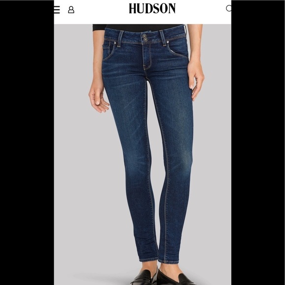 HUDSON Jeans Crop Collin Skinny Mid Rise W/Signature Button Flap 29 EUC - Picture 1 of 10